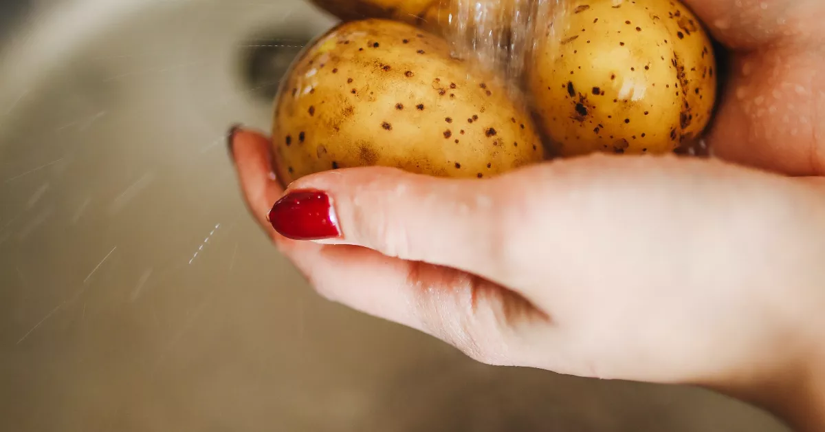 Potatoes being washed.